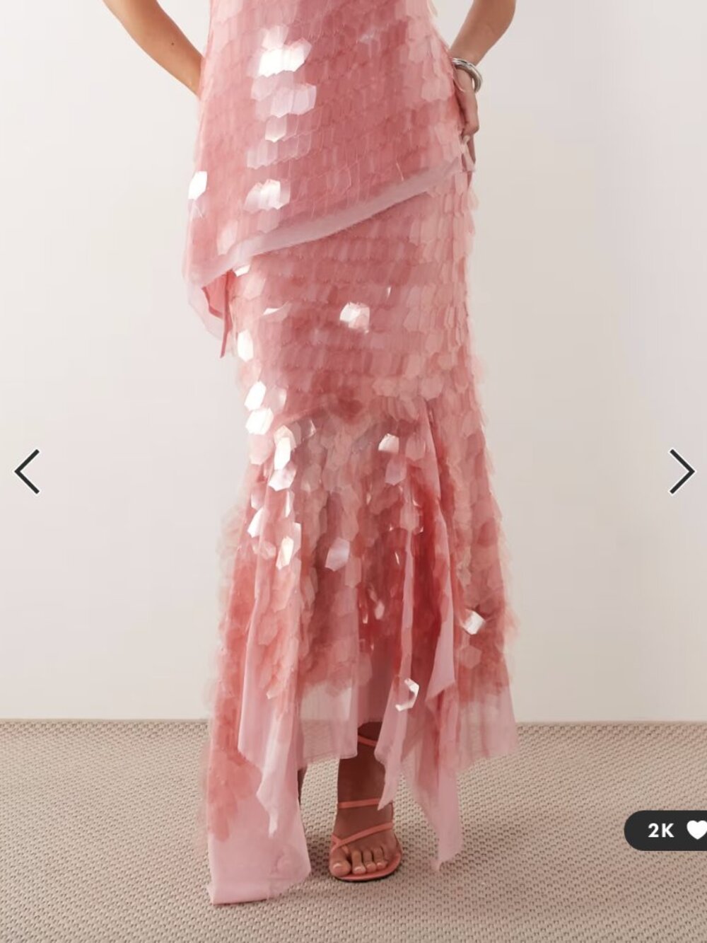 ARRANGE shard sequins square cut hem midi skirt in pink